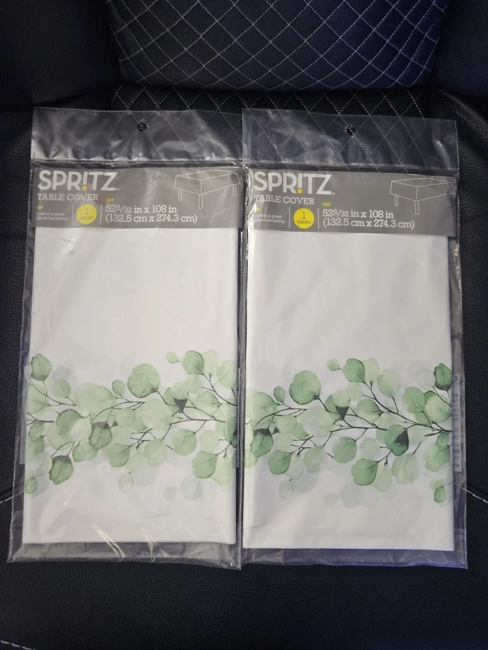 Spritz Botanical Greenery Tablecloth Lot of 2 Eucalyptus Leaves Wedding Boho NEW
